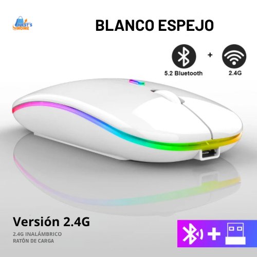 Ratón inalámbrico recargable RGB – Bluetooth con retroiluminación LED para gaming y oficina