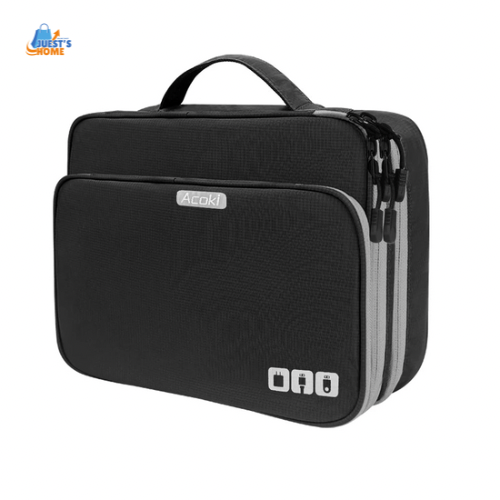 Organizador de accesorios electrónicos multicapa – Bolso de viaje con bolsillo frontal y gran capacidad