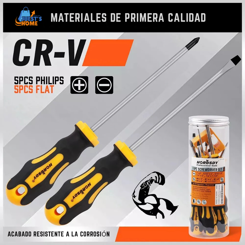 Juego de 11 Destornilladores Magnéticos HORUSDY