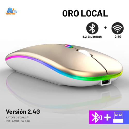Ratón inalámbrico recargable RGB – Bluetooth con retroiluminación LED para gaming y oficina