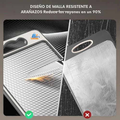 Tabla de cortar de acero inoxidable – Doble cara, antideslizante y resistente a rayones