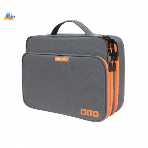 Organizador de accesorios electrónicos multicapa – Bolso de viaje con bolsillo frontal y gran capacidad