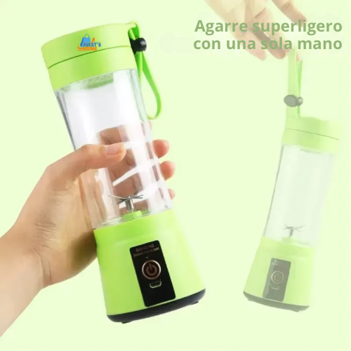 Batidora portátil USB recargable – 6 cuchillas de acero inoxidable, 380 ml