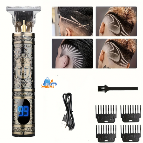 Cortapelos eléctrico con pantalla LCD – Recortadora de cabello y barba recargable por USB