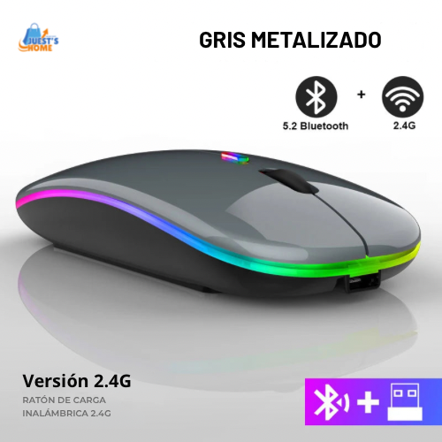 Ratón inalámbrico recargable RGB – Bluetooth con retroiluminación LED para gaming y oficina