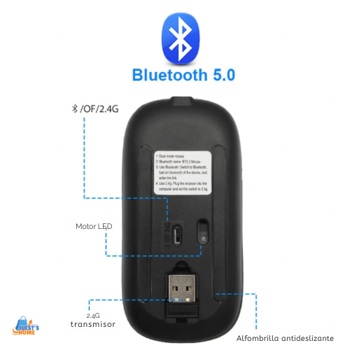 Ratón inalámbrico recargable RGB – Bluetooth con retroiluminación LED para gaming y oficina