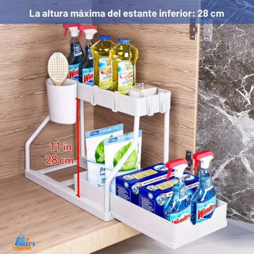 Organizador de cocina y baño 2 niveles – Caja deslizante ahorra espacio