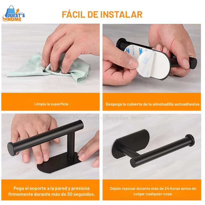 Soporte Adhesivo para Papel Higiénico – Acero Inoxidable sin Taladros