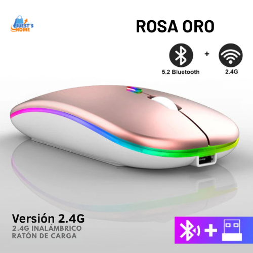 Ratón inalámbrico recargable RGB – Bluetooth con retroiluminación LED para gaming y oficina