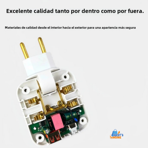 Adaptador de enchufe europeo 4 en 1 plegable 180° con puertos USB y Type-C