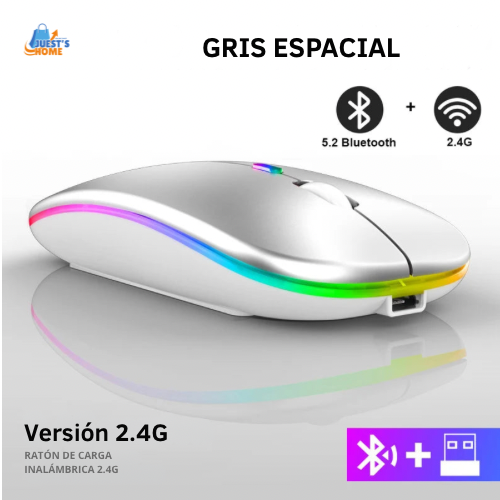 Ratón inalámbrico recargable RGB – Bluetooth con retroiluminación LED para gaming y oficina