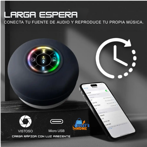 Altavoz Bluetooth impermeable con luces LED – Mini altavoz portátil con ventosa y soporte para móvil