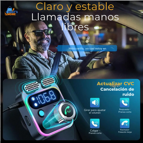 Transmisor FM Bluetooth 5.3 para coche – Cargador rápido 250W con 4 puertos USB y Type-C PD