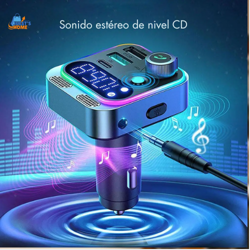 Transmisor FM Bluetooth 5.3 para coche – Cargador rápido 250W con 4 puertos USB y Type-C PD