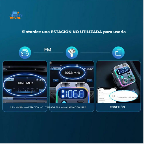 Transmisor FM Bluetooth 5.3 para coche – Cargador rápido 250W con 4 puertos USB y Type-C PD