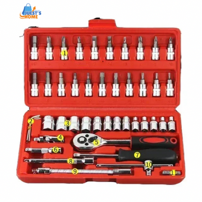 Juego de Herramientas Mecánicas 46/53 Piezas – Acero al Carbono con Maletín