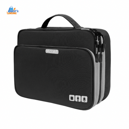 Organizador de accesorios electrónicos multicapa – Bolso de viaje con bolsillo frontal y gran capacidad