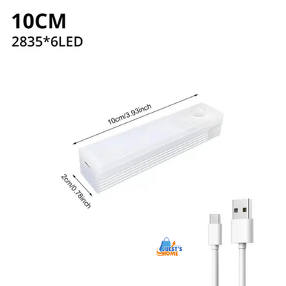 Luz nocturna LED inalámbrica con sensor de movimiento – Recargable por USB y base magnética