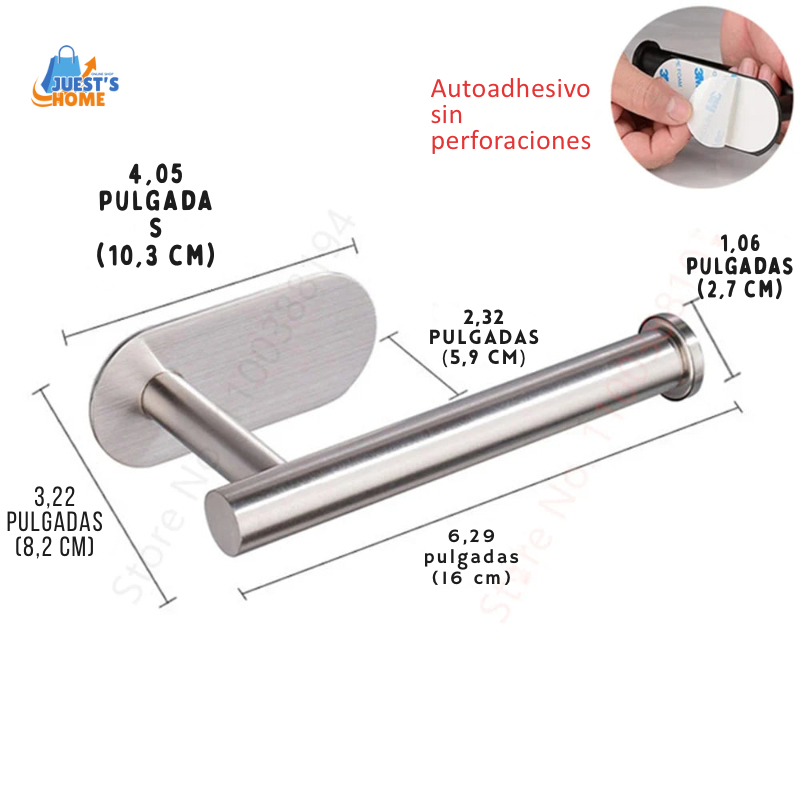 Soporte Adhesivo para Papel Higiénico – Acero Inoxidable sin Taladros
