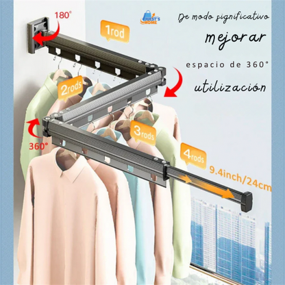 Extendable Clothes Hanger Indoor Retractable Cloth Drying Rack Space Saving Home Laundry Clothesline Wall Mount Clothing Rack