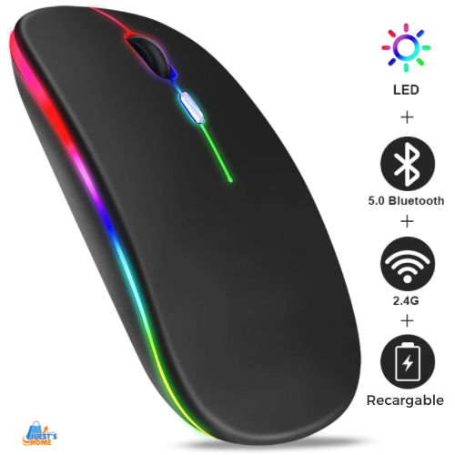 Ratón inalámbrico recargable RGB – Bluetooth con retroiluminación LED para gaming y oficina