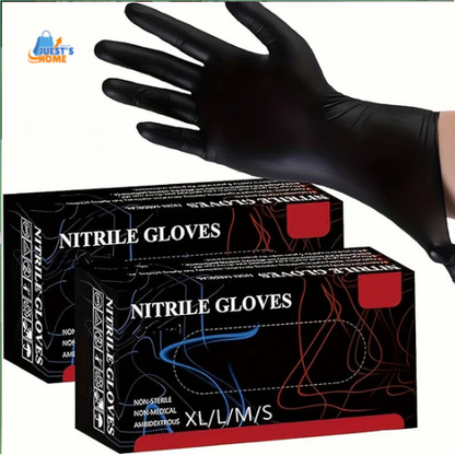 Guantes desechables negros de nitrilo – Sin látex ni polvo, resistentes para limpieza, peluquería y uso doméstico (20 / 50 / 100 unidades)