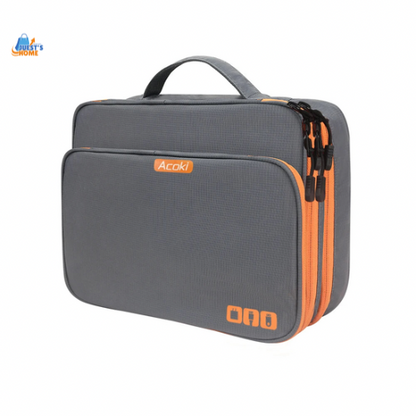 Organizador de accesorios electrónicos multicapa – Bolso de viaje con bolsillo frontal y gran capacidad