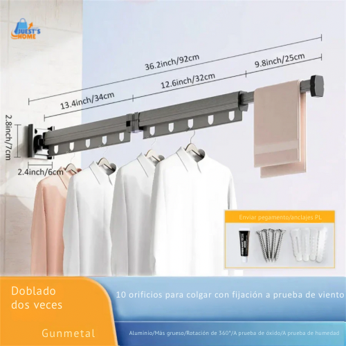 Extendable Clothes Hanger Indoor Retractable Cloth Drying Rack Space Saving Home Laundry Clothesline Wall Mount Clothing Rack