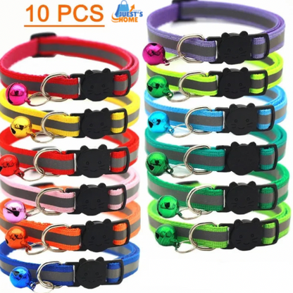 Pack de 10 Collares Ajustables con Cascabel para Gatos y Cachorros