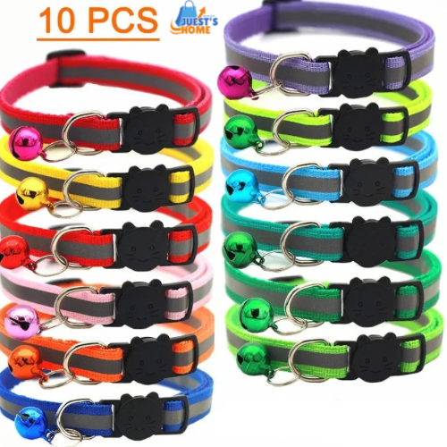 Pack de 10 Collares Ajustables con Cascabel para Gatos y Cachorros