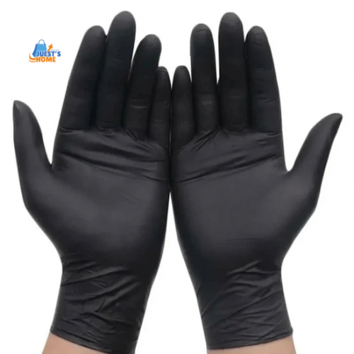 Guantes desechables negros de nitrilo – Sin látex ni polvo, resistentes para limpieza, peluquería y uso doméstico (20 / 50 / 100 unidades)