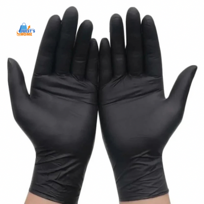 Guantes desechables negros de nitrilo – Sin látex ni polvo, resistentes para limpieza, peluquería y uso doméstico (20 / 50 / 100 unidades)