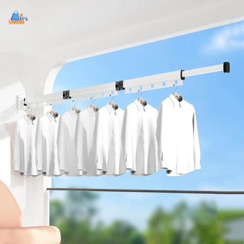 Extendable Clothes Hanger Indoor Retractable Cloth Drying Rack Space Saving Home Laundry Clothesline Wall Mount Clothing Rack