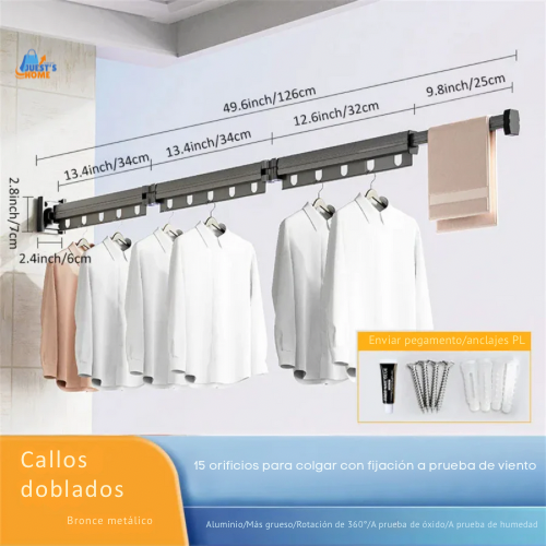 Extendable Clothes Hanger Indoor Retractable Cloth Drying Rack Space Saving Home Laundry Clothesline Wall Mount Clothing Rack