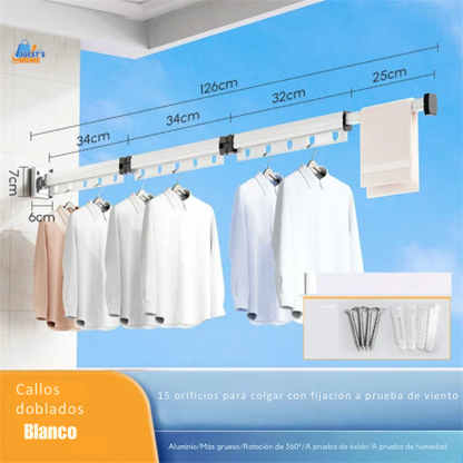 Extendable Clothes Hanger Indoor Retractable Cloth Drying Rack Space Saving Home Laundry Clothesline Wall Mount Clothing Rack
