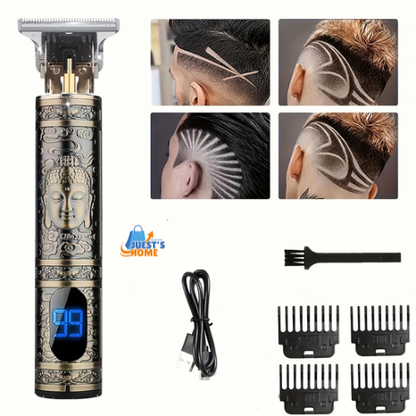 Cortapelos eléctrico con pantalla LCD – Recortadora de cabello y barba recargable por USB