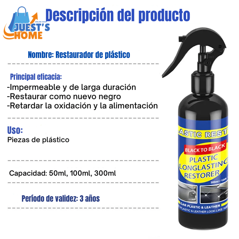 Restaurador de Plásticos y Cuero para Coche – Efecto Negro Brillante