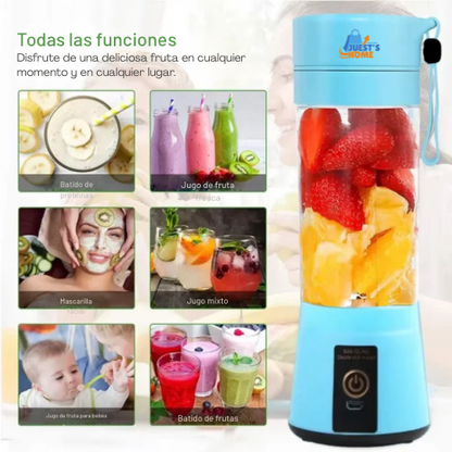 Batidora portátil USB recargable – 6 cuchillas de acero inoxidable, 380 ml