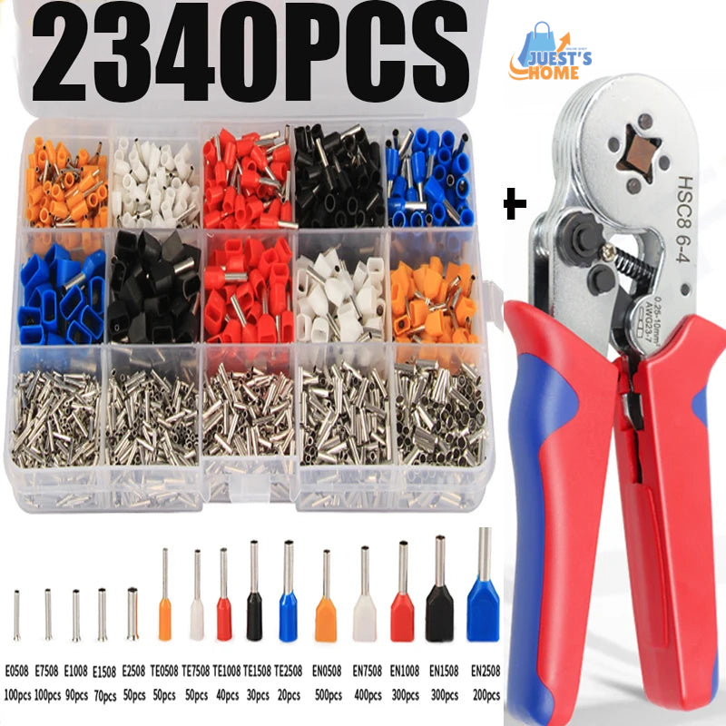 Kit de Terminales Férula + Crimpadora Ajustable – 400 o 2340 piezas