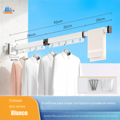 Extendable Clothes Hanger Indoor Retractable Cloth Drying Rack Space Saving Home Laundry Clothesline Wall Mount Clothing Rack