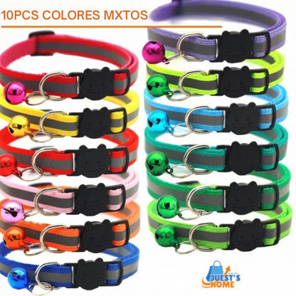 Pack de 10 Collares Ajustables con Cascabel para Gatos y Cachorros