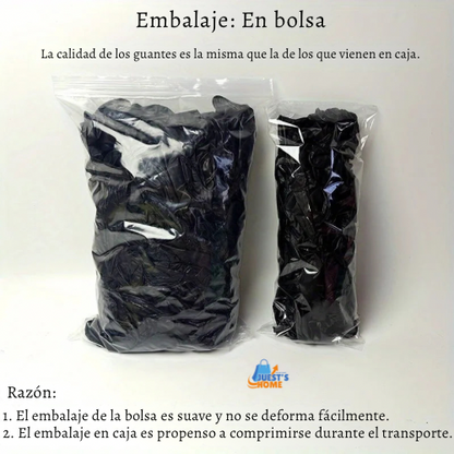 Guantes desechables negros de nitrilo – Sin látex ni polvo, resistentes para limpieza, peluquería y uso doméstico (20 / 50 / 100 unidades)
