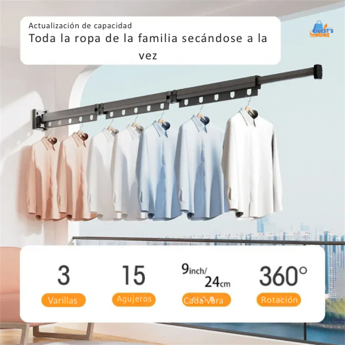 Extendable Clothes Hanger Indoor Retractable Cloth Drying Rack Space Saving Home Laundry Clothesline Wall Mount Clothing Rack