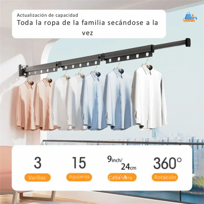 Extendable Clothes Hanger Indoor Retractable Cloth Drying Rack Space Saving Home Laundry Clothesline Wall Mount Clothing Rack