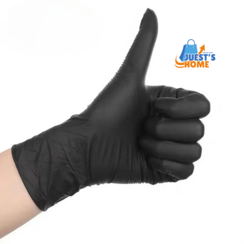 Guantes desechables negros de nitrilo – Sin látex ni polvo, resistentes para limpieza, peluquería y uso doméstico (20 / 50 / 100 unidades)