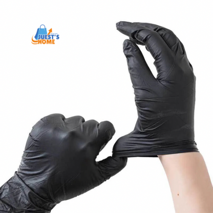 Guantes desechables negros de nitrilo – Sin látex ni polvo, resistentes para limpieza, peluquería y uso doméstico (20 / 50 / 100 unidades)