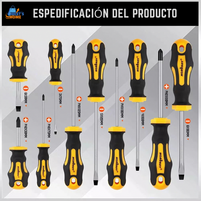 Juego de 11 Destornilladores Magnéticos HORUSDY
