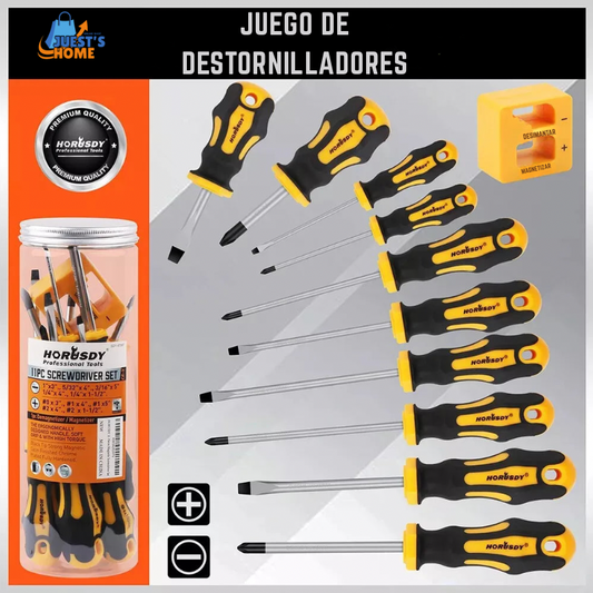 Juego de 11 Destornilladores Magnéticos HORUSDY