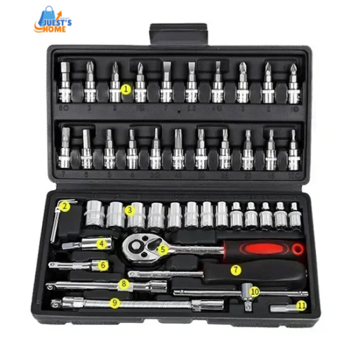 Juego de Herramientas Mecánicas 46/53 Piezas – Acero al Carbono con Maletín