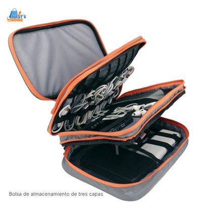 Organizador de accesorios electrónicos multicapa – Bolso de viaje con bolsillo frontal y gran capacidad